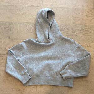 Zara Light Grey Cropped Hooded Sweatshirt